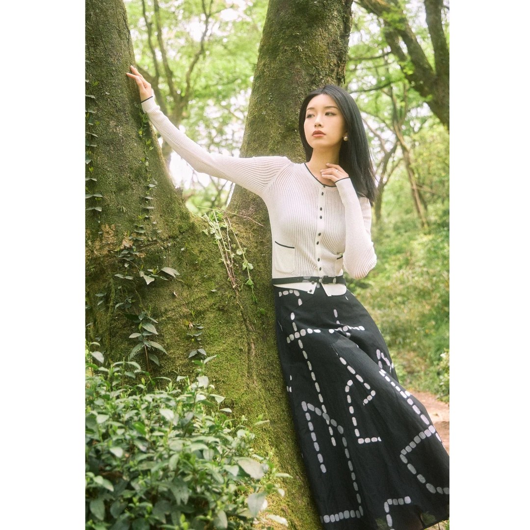 AMASS/阿玛施高腰百搭显瘦气质半身印花（附腰带）半身裙5200444