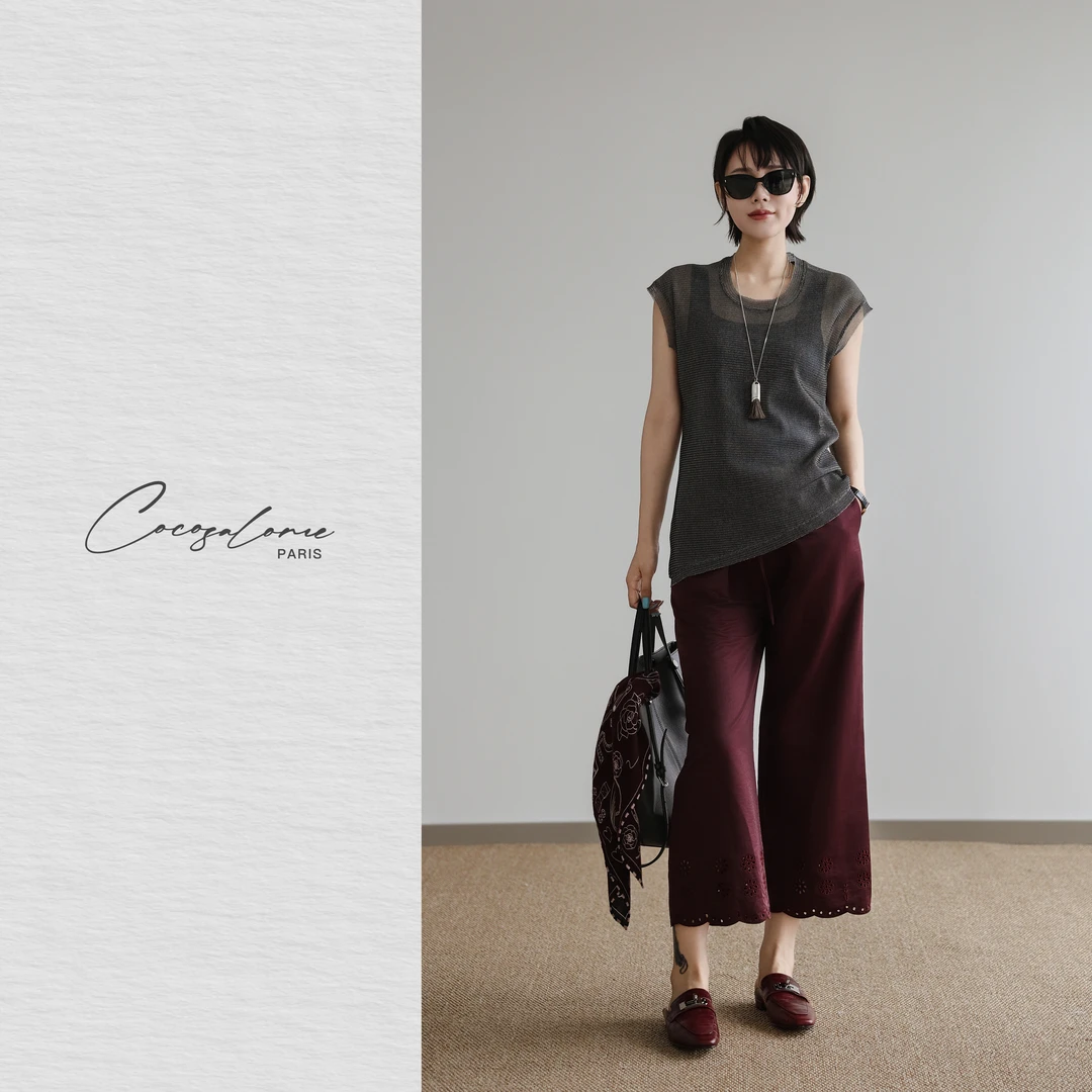 韩彬彬"网纱T"夏日超轻薄凉感镂空设计感透气斜下摆背心258A-10