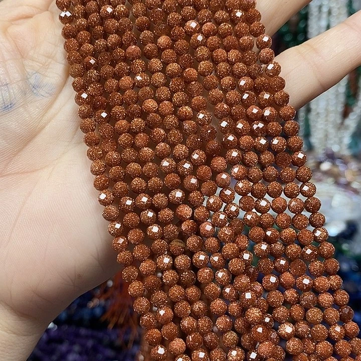 玛瑙/玉髓未镶嵌珠宝半成品金沙切面卡4mm（2条）