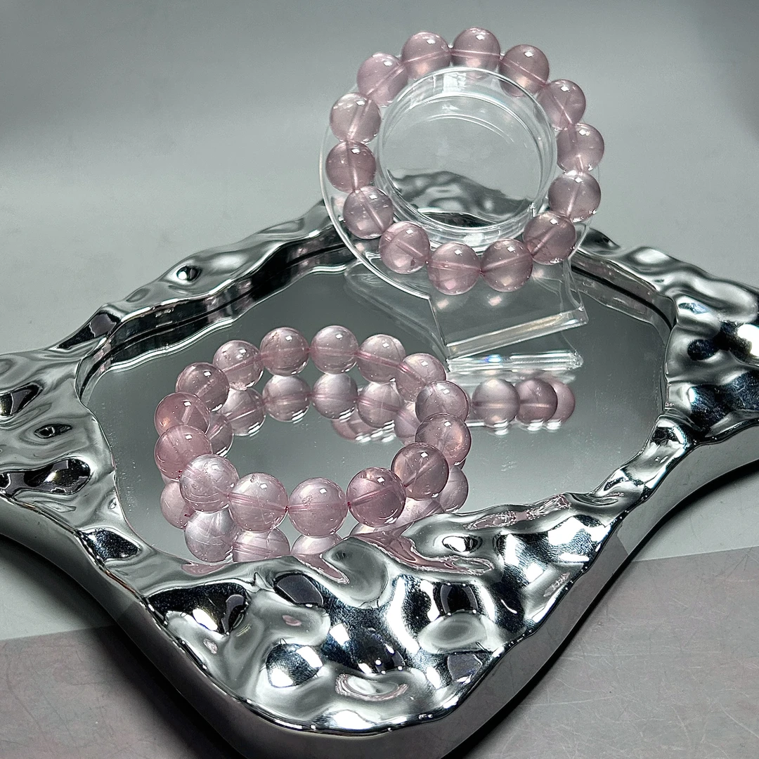 高阶天然透体紫马粉水晶手串多样性发其一