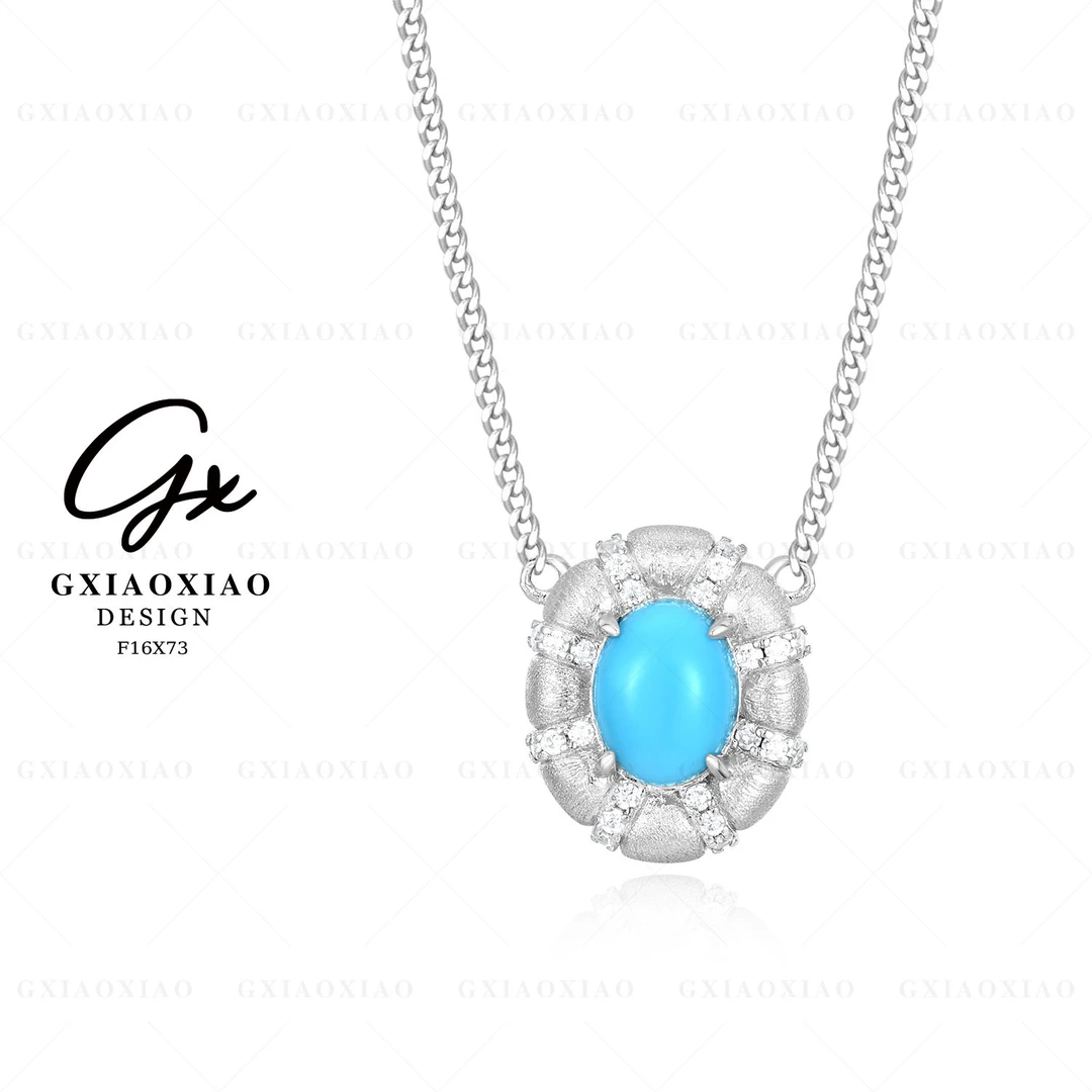 G XIAOXIAO 925银 镀K金 【蓝月之眸】高级感百搭项链 F16X73