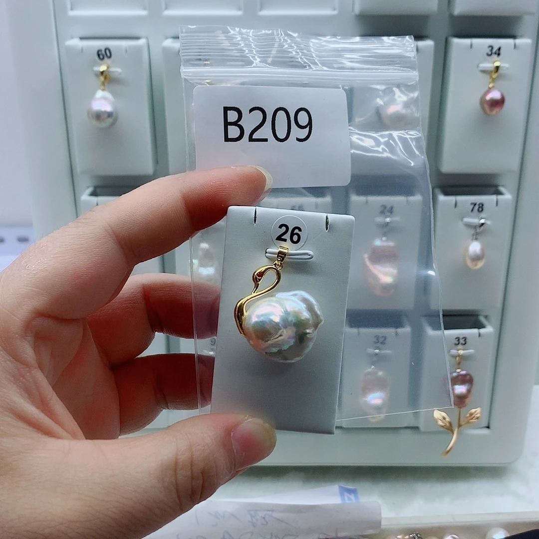 合金吊坠(不含链)淡水珍珠