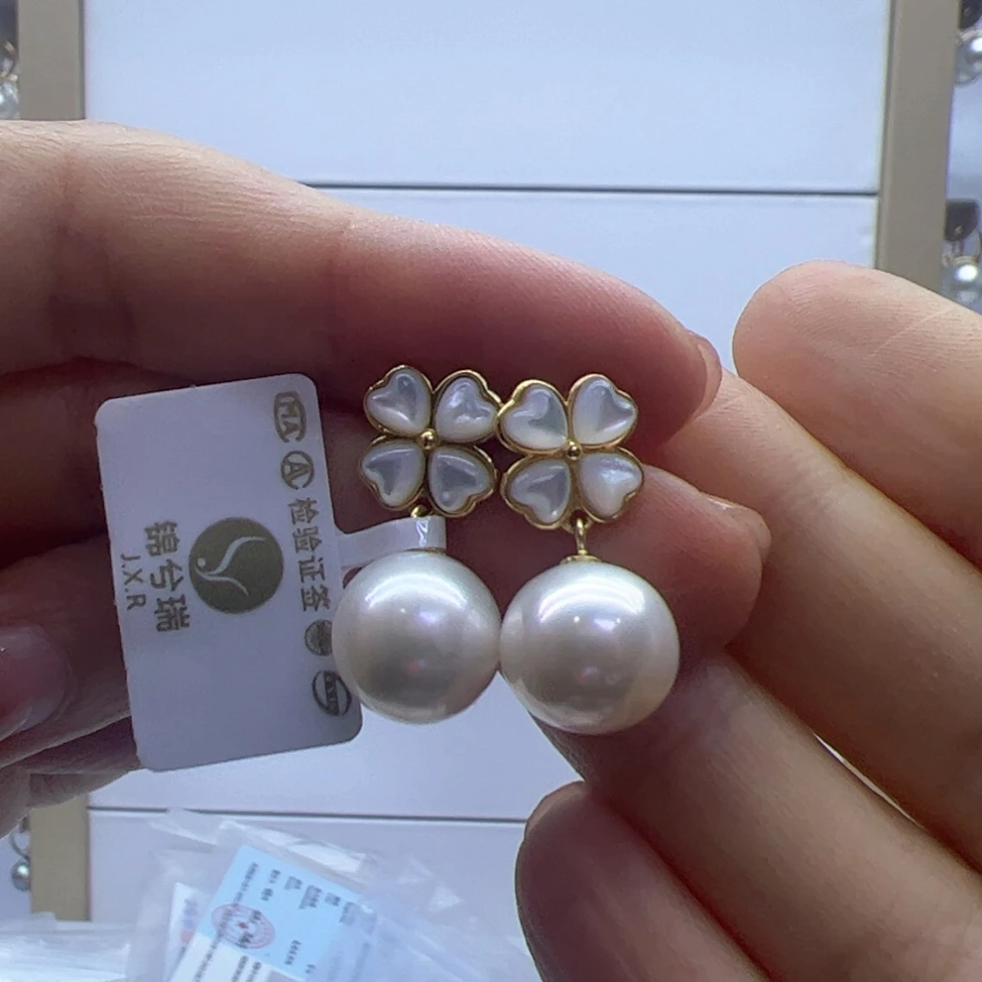 淡水珍珠耳饰银S925镶嵌