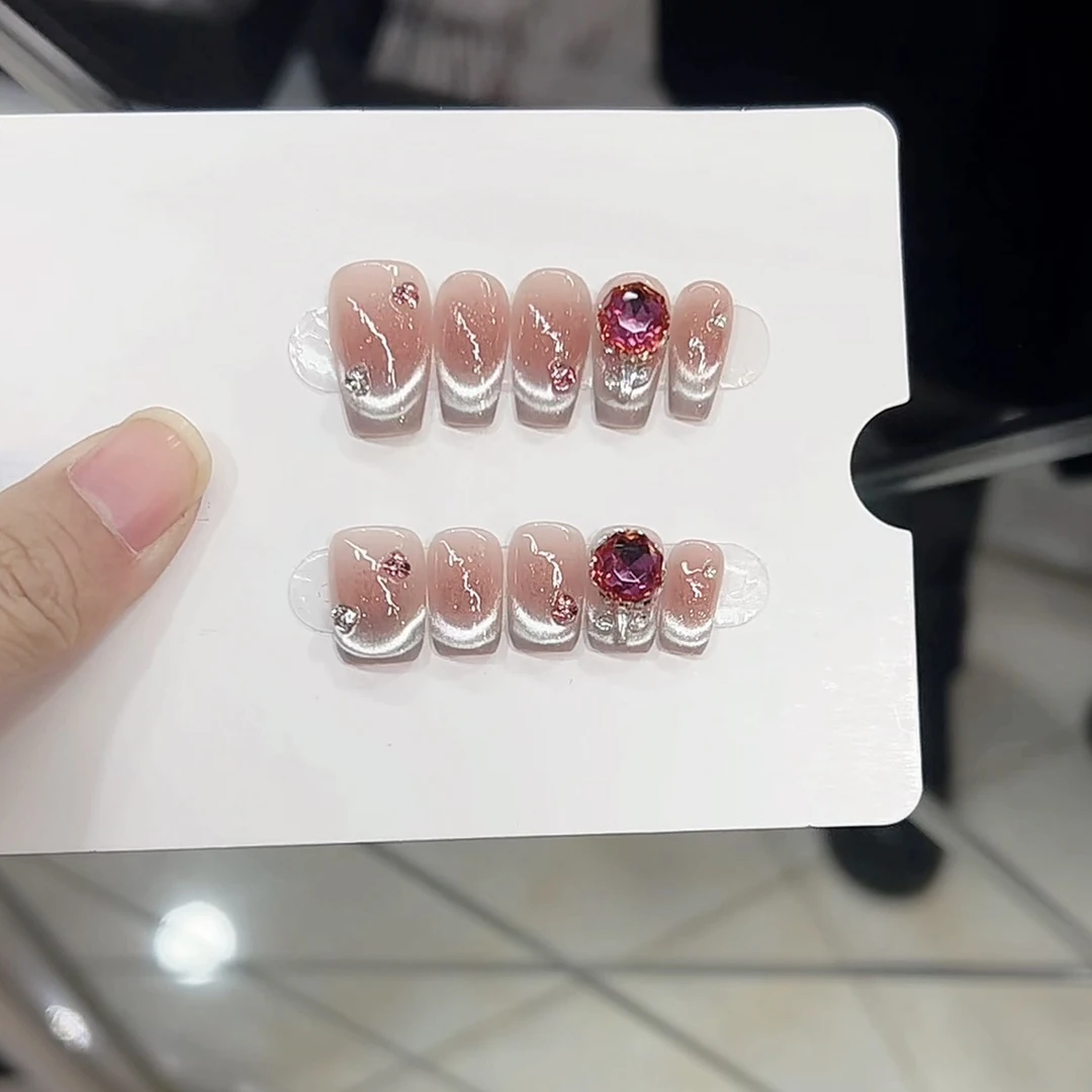 【玫瑰花束】纯手工光疗穿戴甲成品重复使用美甲贴片可拆卸