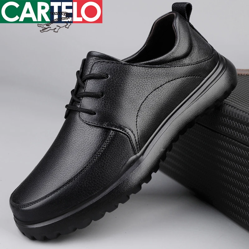 CARTELO/卡帝乐鳄鱼男士真皮商务皮鞋透气软底休闲百搭男皮鞋FQ