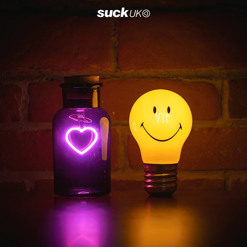 英国「設計師品牌」SUCK UK 创意无线心型灯泡卧室氛围笑脸灯创意灯