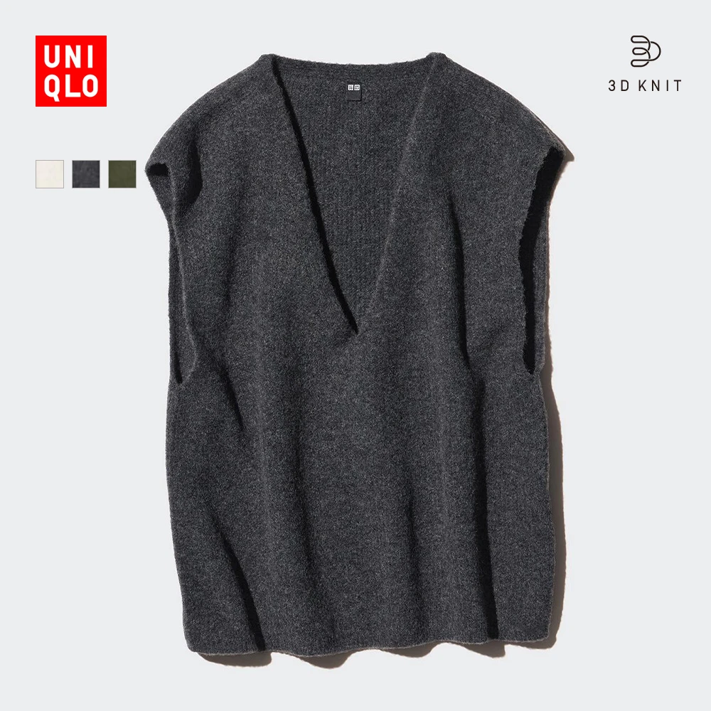 优衣库女装3D souffle yarn舒芙蕾针织背心/马甲软糯毛衣472719