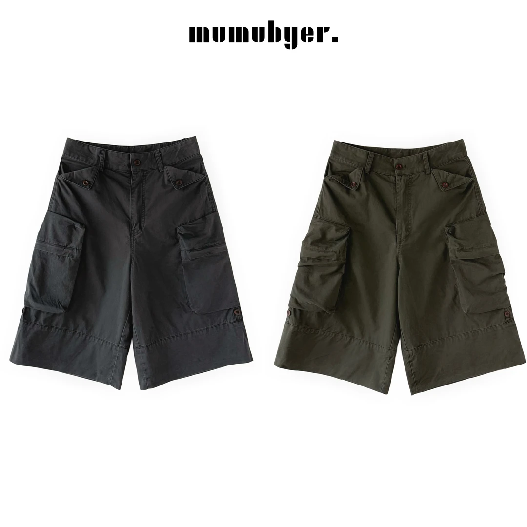 MUMUBYER •“酷帅主义 ”复古口袋中裤设计宽松显瘦七分工装裤