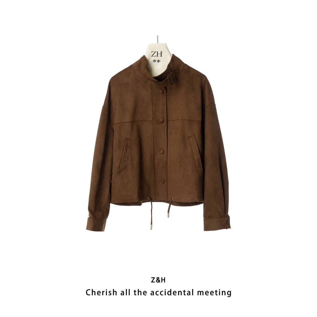 ZH【率性回归】秋季常规时尚短款上衣薄款复古立领