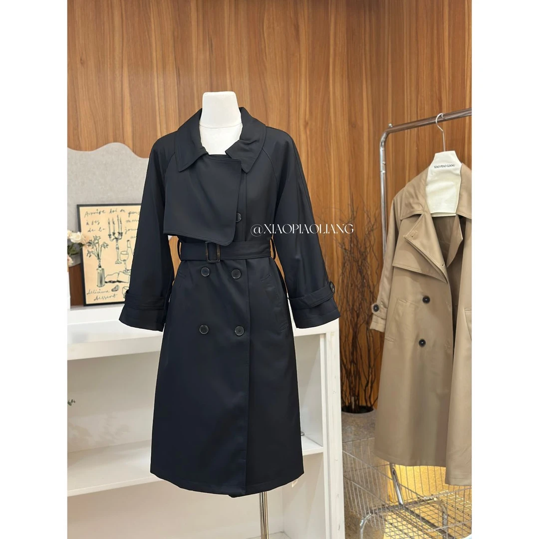 韩版休闲秋冬中长款过膝外套长袖经典气质显瘦大衣风衣8801#0.1