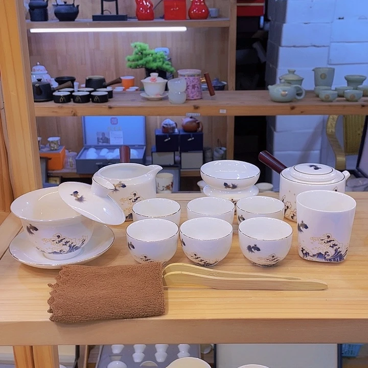 鱼跃龙门青花套装