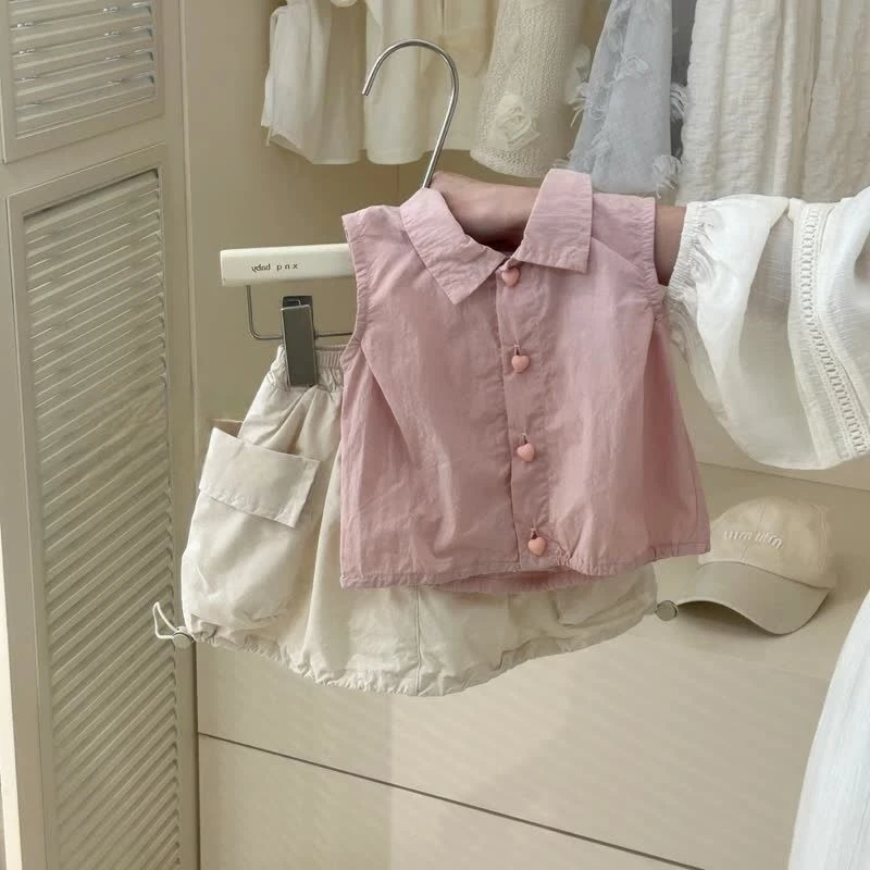 女童韩版夏款套装2025新款网红儿童洋气无袖背心短裙两件套