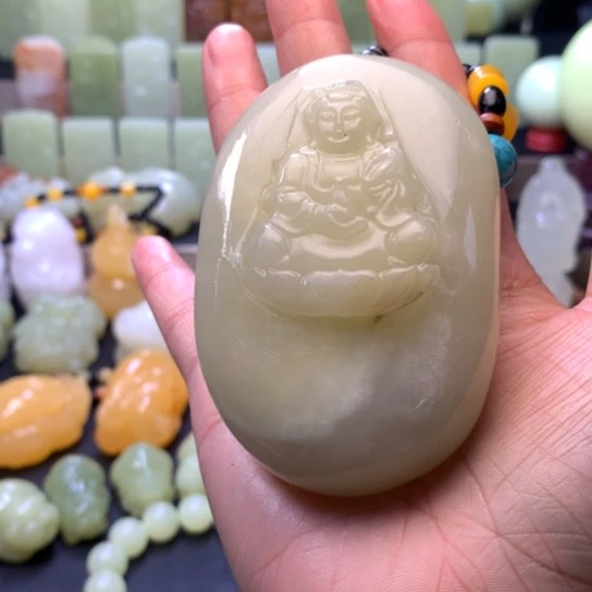 石材方解石手把件