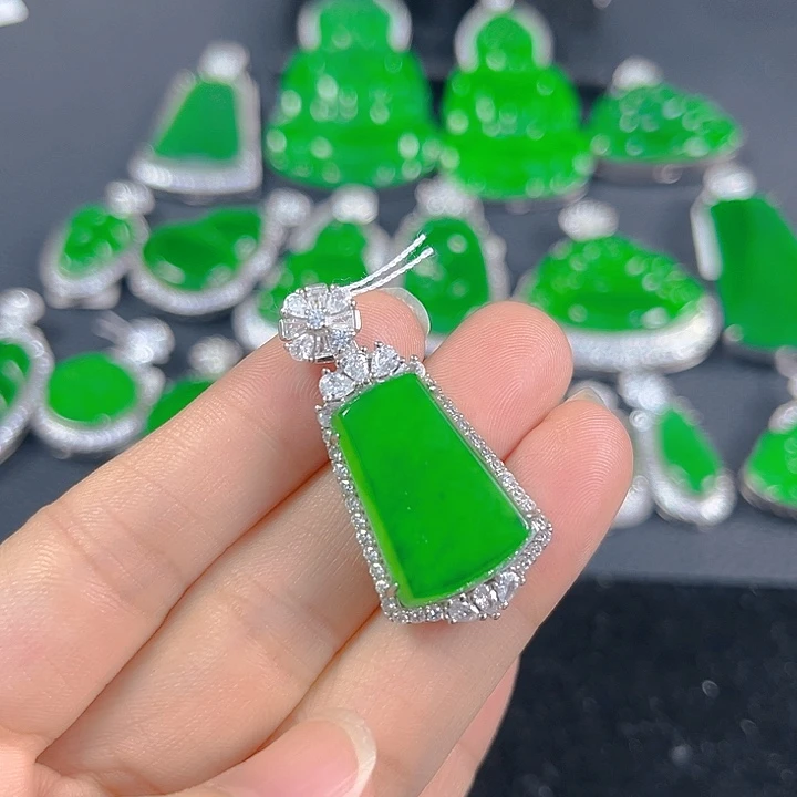 翡翠银S925镶嵌吊坠(不含链)