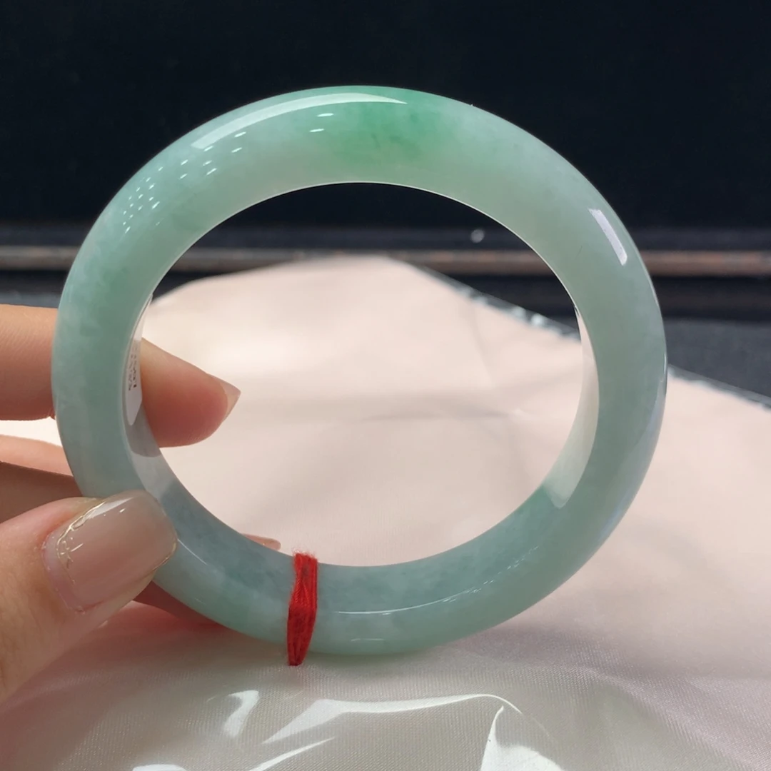 未镶嵌手镯翡翠缅甸A货翡翠 绿底飘阳绿花57 58