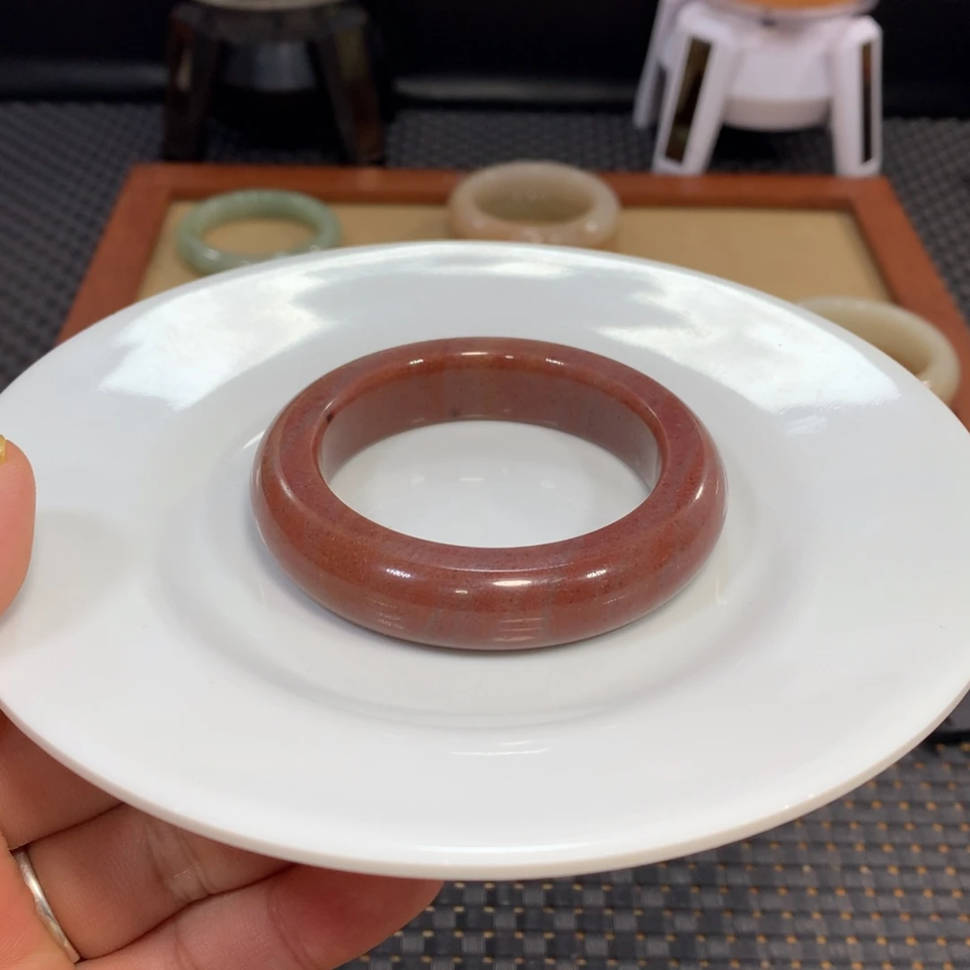 石英质玉（佘太翠）未镶嵌手镯漏50.3山楂红4号