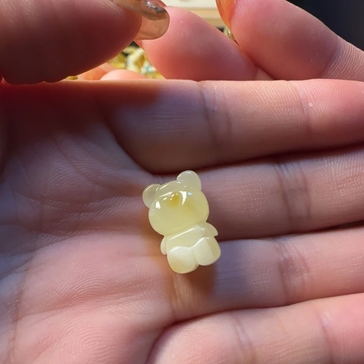 蜜蜡颈饰未镶嵌蜜蜡小熊微瑕漏不退换