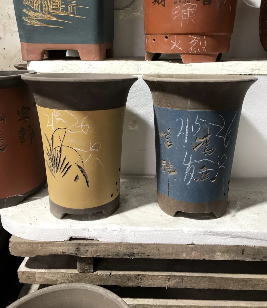 紫砂花盆兰花盆21.5口径两个颜色可随机备注