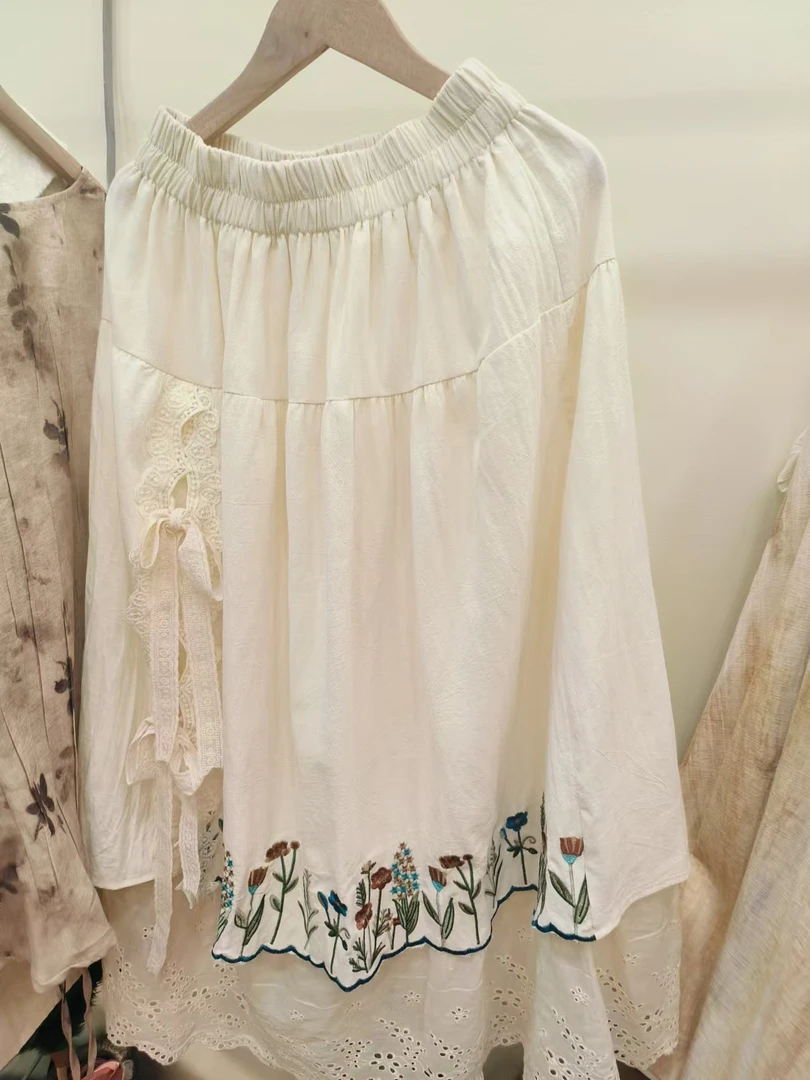 棉麻重工刺绣半裙