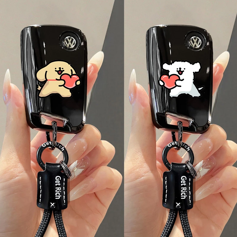 大众朗逸plus钥匙套宝来新款汽车扣速腾飞越折叠迈腾可爱情侣挂件