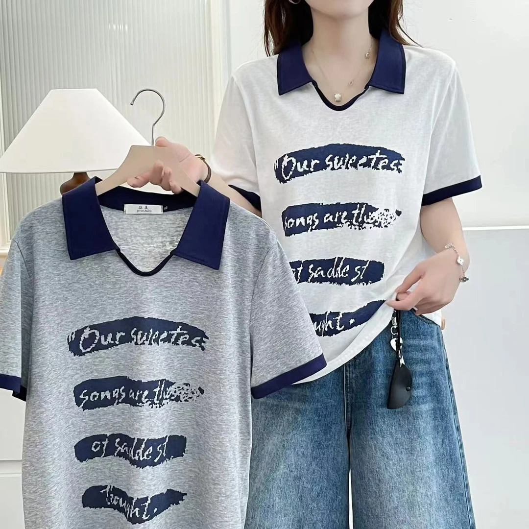 宽松显瘦百搭翻领夏季T恤