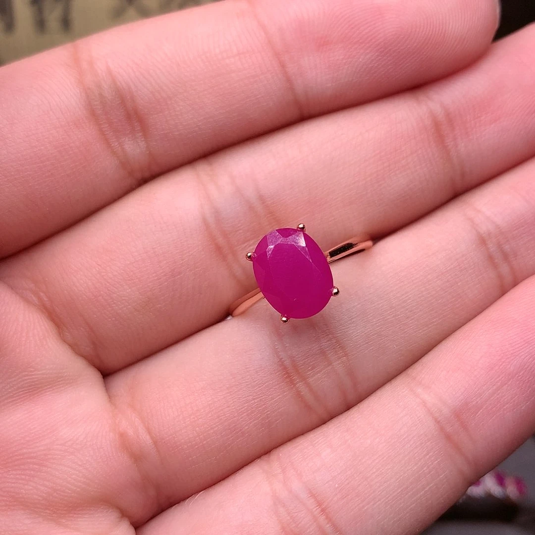 红宝石戒指银S925镶嵌