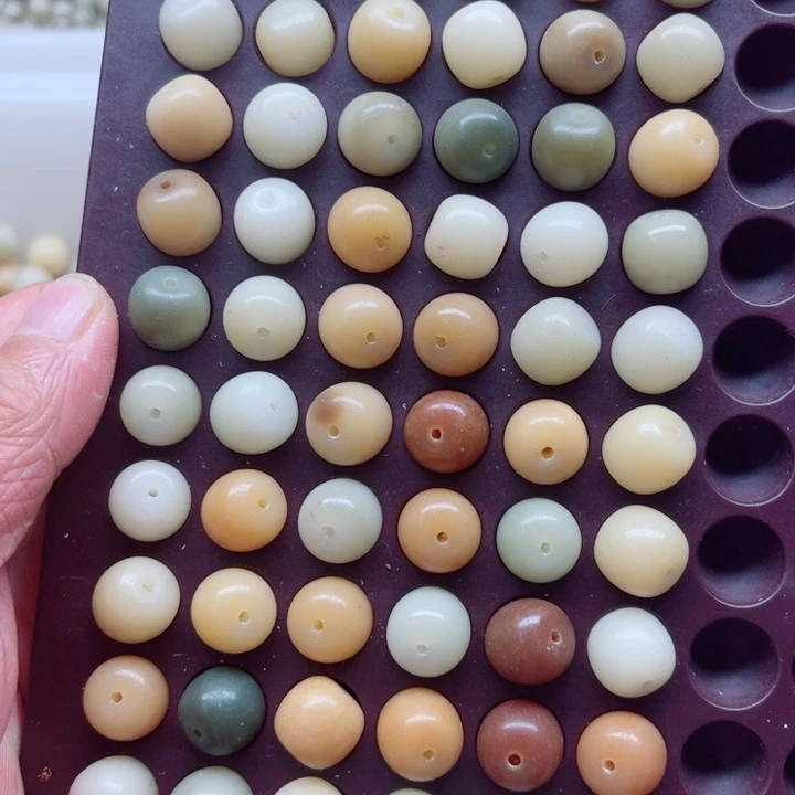 吊坠白玉菩提瑕疵13-12多宝桶珠60颗