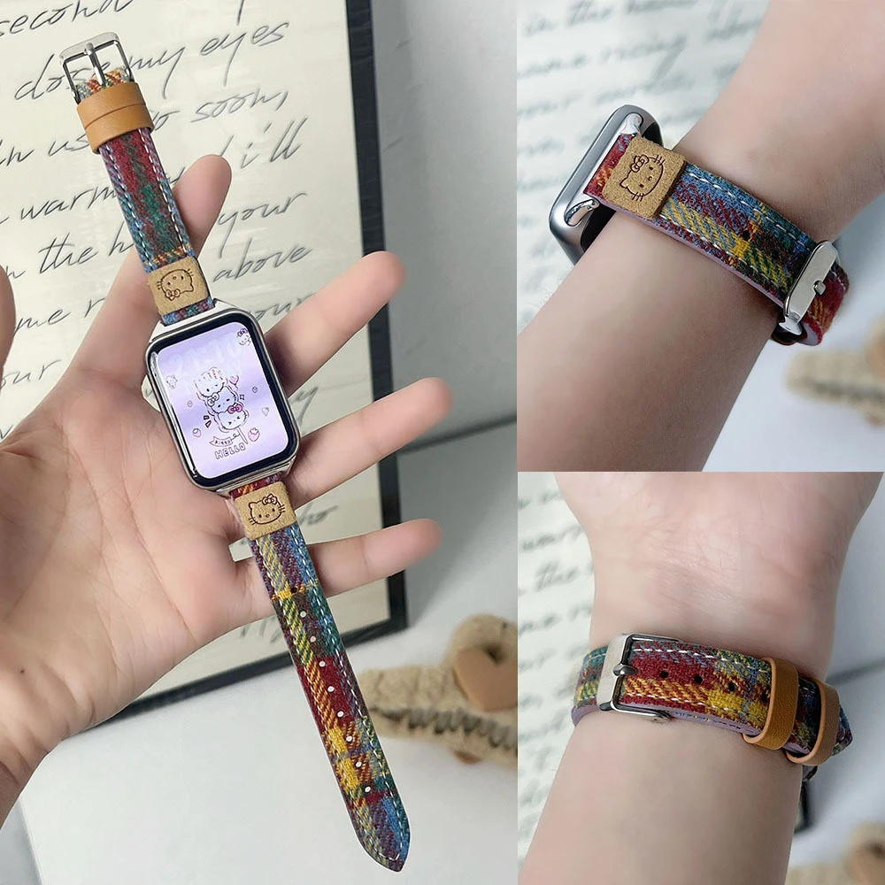 适用小米手环9pro/8Pro手表带彩虹多巴胺红米5/4KT猫女腕带手表带