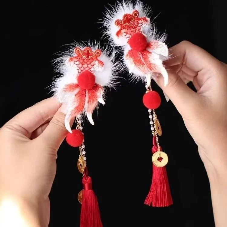 儿童流苏古风发饰超仙中国风汉服头饰女花朵珍珠发夹公主女孩发XY