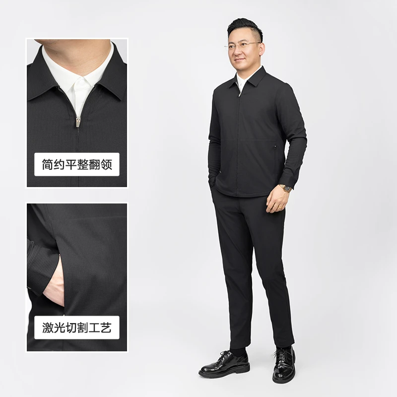 【现货不退换】夏季新款城市通勤男士翻领长袖肌理拉链夹克 GW42
