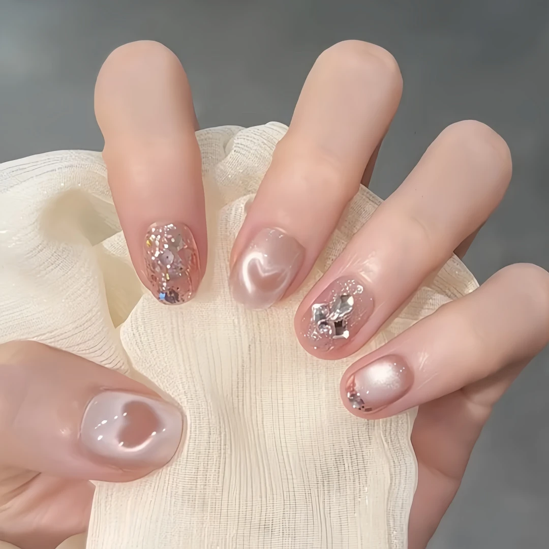 【柚些想你】纯手工穿戴甲新款少女时代高级感茉莉花茶款式美甲贴片