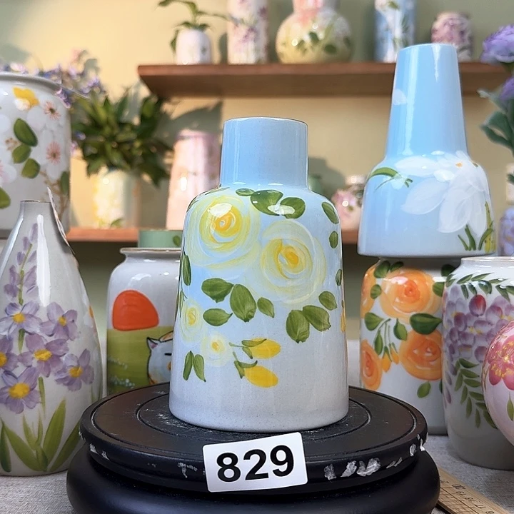 景德镇陶瓷手绘花瓶摆件无孔