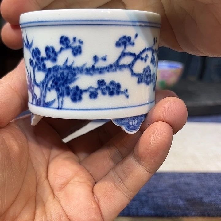 瓷摆件青花松竹梅琴炉