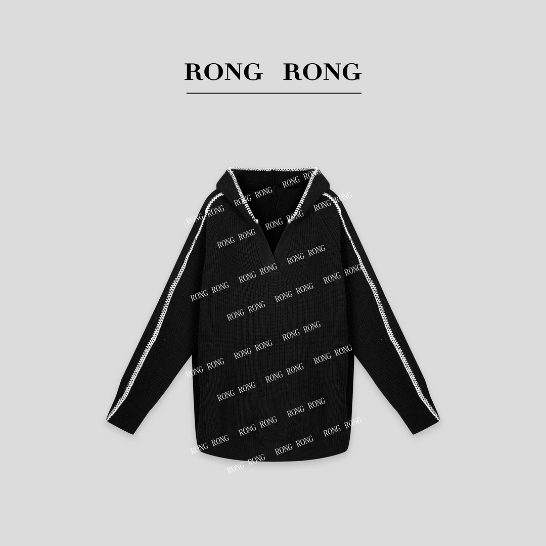 溶溶J【墨冬调性】RONGRONG 绵羊毛极简风保暖亲肤连帽羊毛衫 RR016