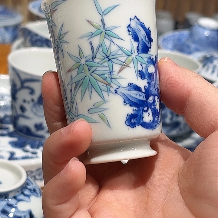 夜*斗彩竹纹闻香杯