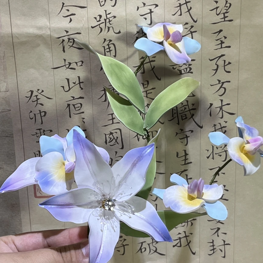 百合蝴蝶兰软簪汉服配饰