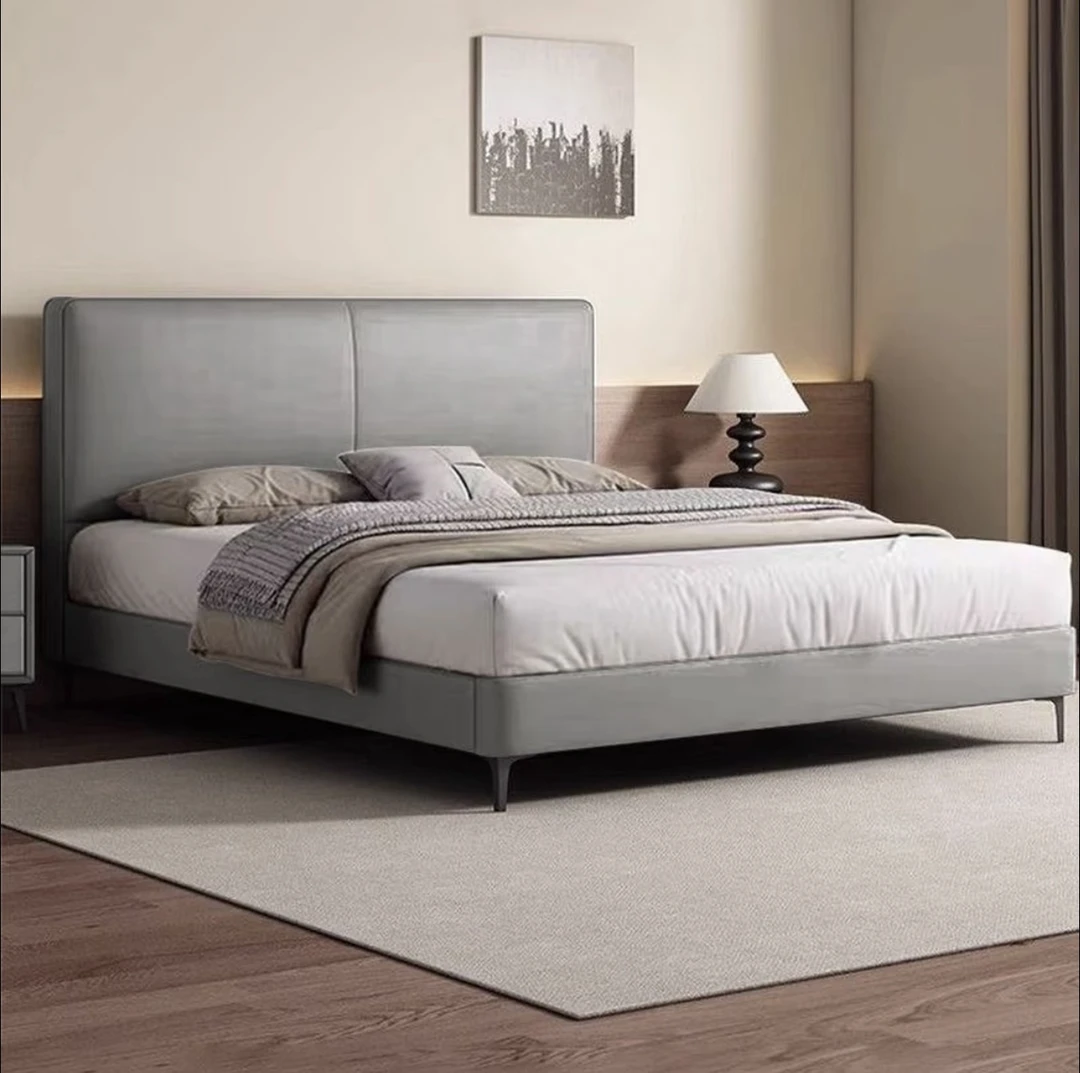 【新店特惠】意式极简真皮床现代简约双人床主卧室大床高端婚床软包