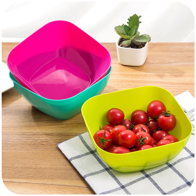 创意家用塑料方形果盘色拉碗瓜子水果盘小零食糖果盘干果碗