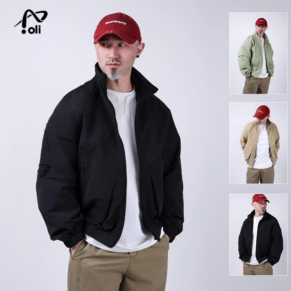 2025春季新款立领夹克男士宽松运动休闲美式冲锋衣情侣款外套