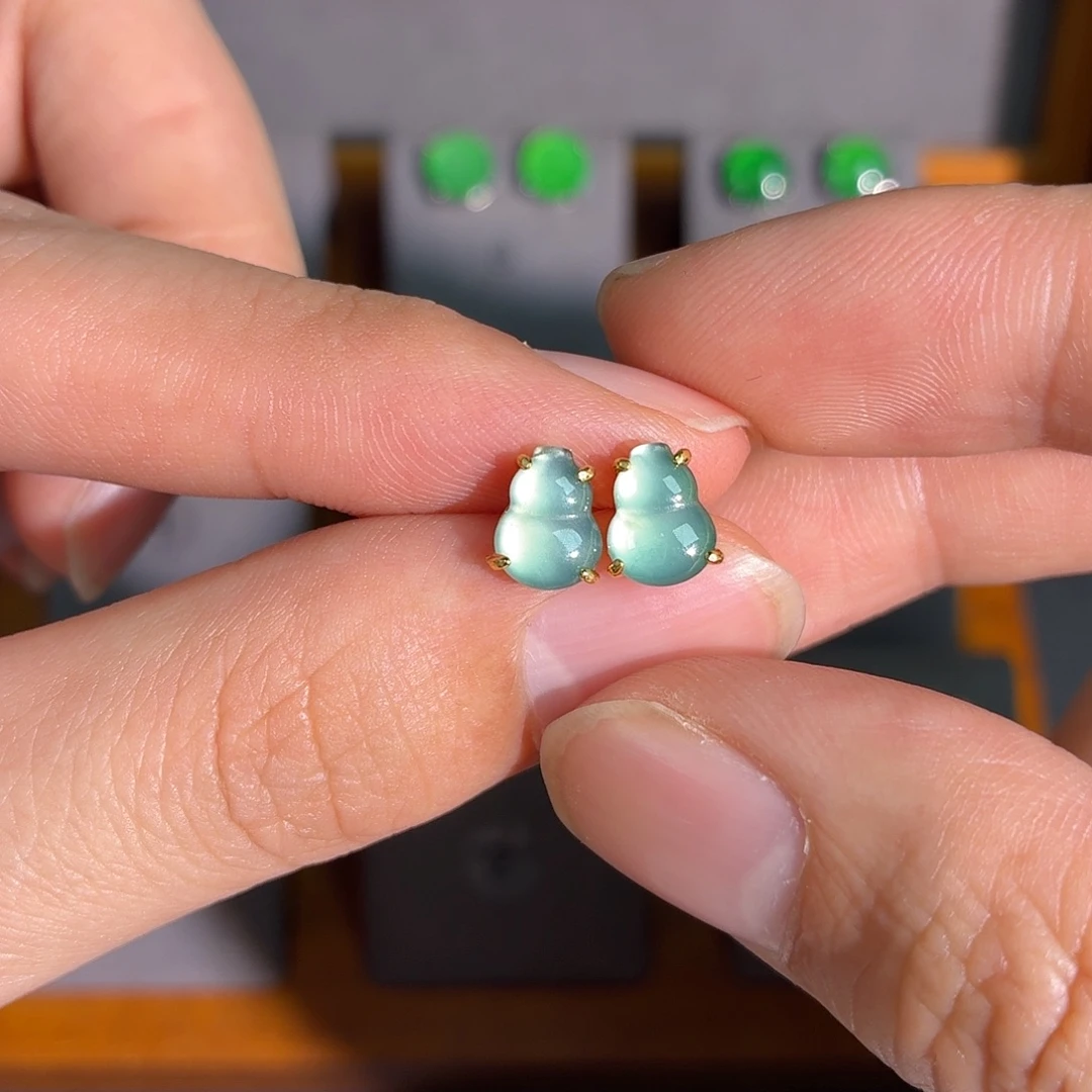 翡翠银S925镶嵌耳饰耳饰