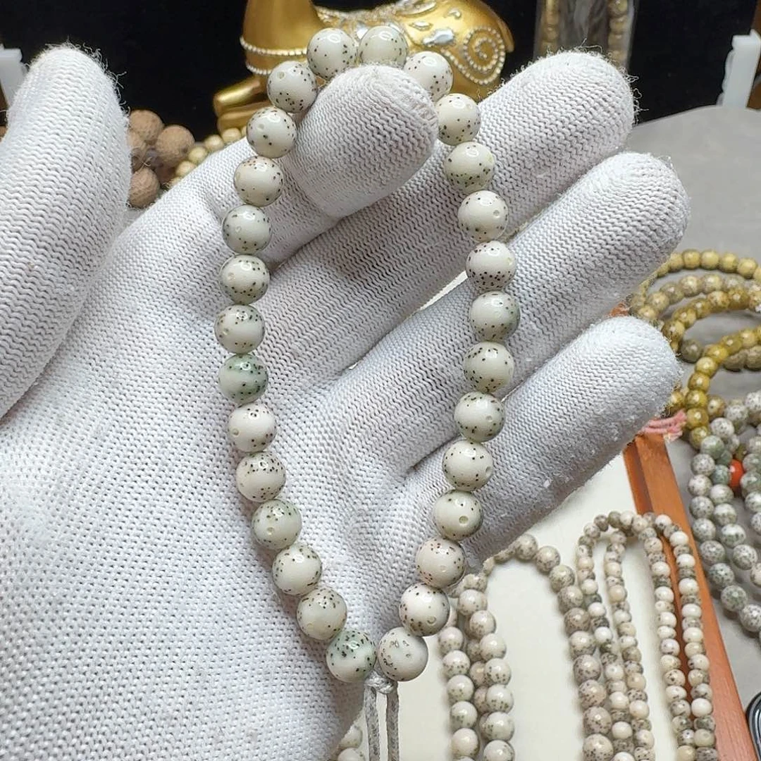 手串星月菩提石玉料8/8糯冰料圆珠手持大留白小细星