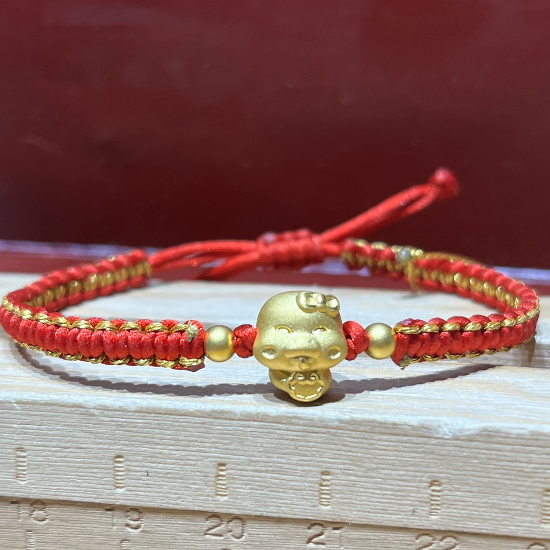 Chow Tai Seng/周大生周大生足金新年祥云蛇手链本命年编织手编金