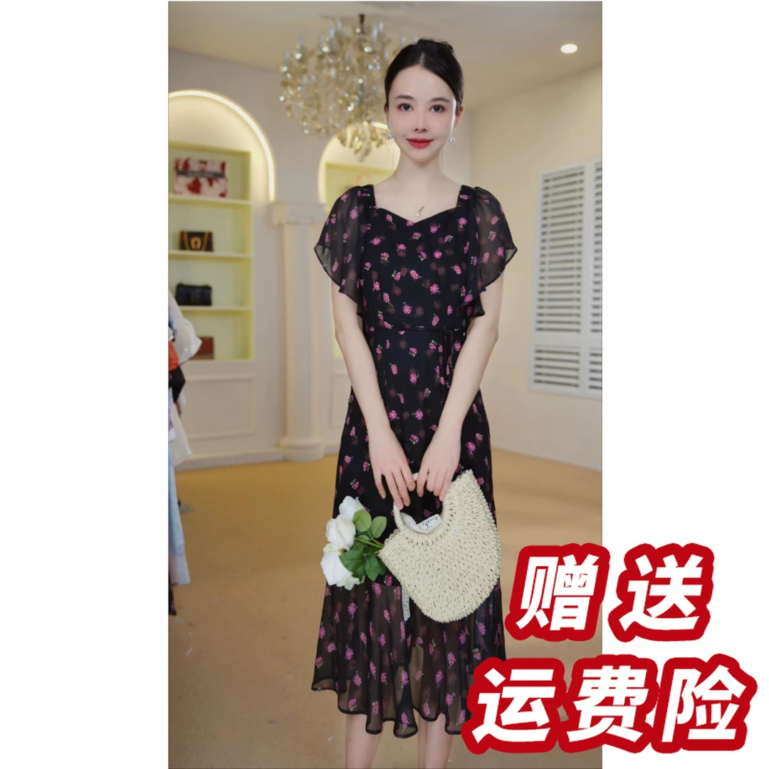 【赠送运费险】2025夏季法式碎花休闲裙设计感中长款连衣裙子J5193