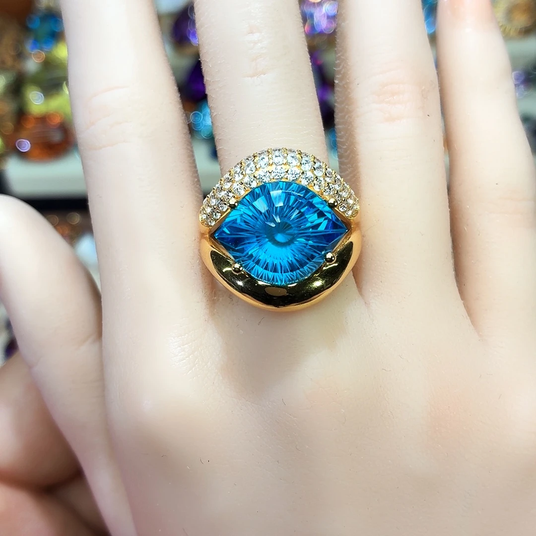 戒指银S925镶嵌托帕石