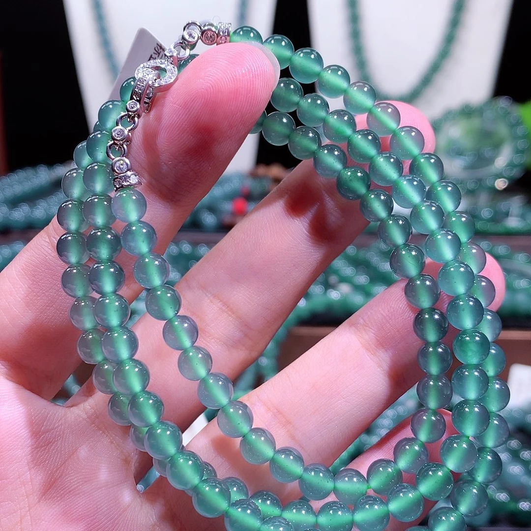 佛***哥翡翠未镶嵌手链天然a货翡翠项链5.9