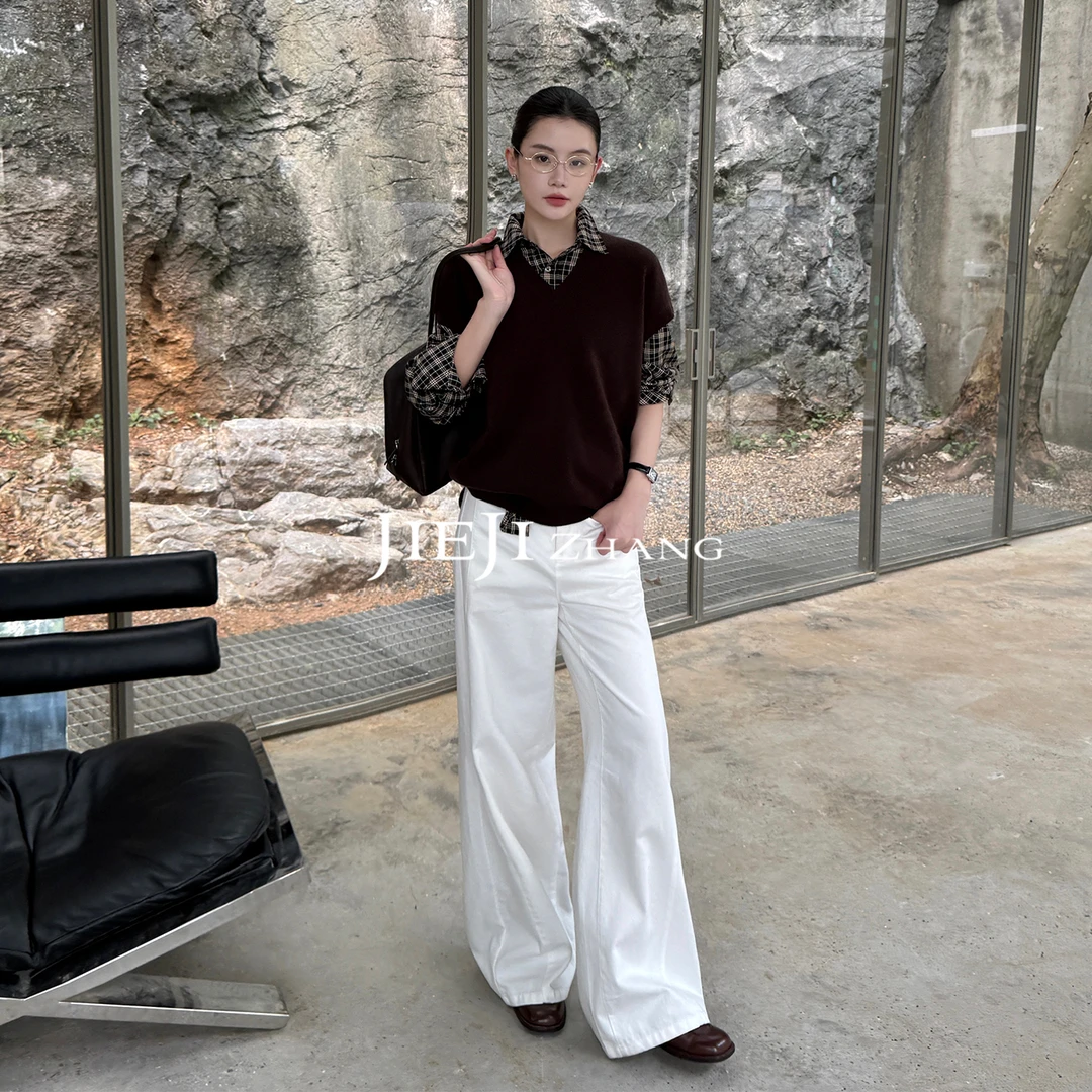 满目ManMu【张琪专属】老钱风高级定制时尚百搭V领羊毛马甲350204