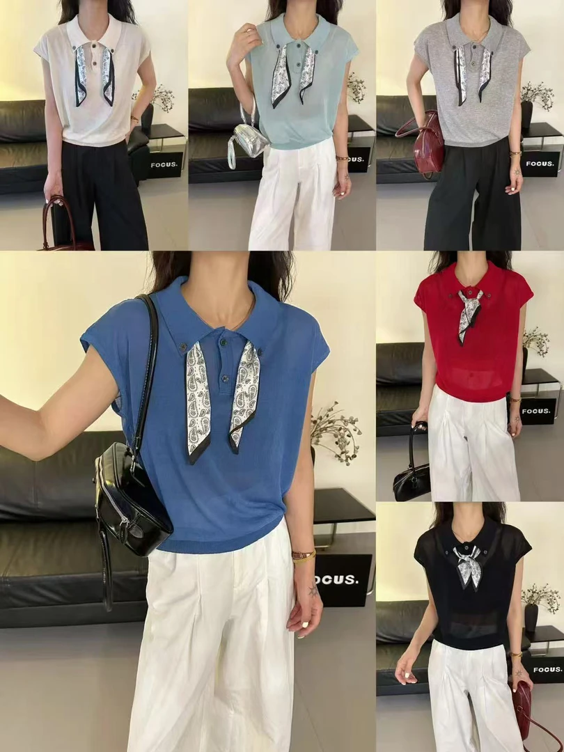 【莉莉惠惠家定制】10色薄款夏季翻领针织衫修身简约针织衫百搭网红