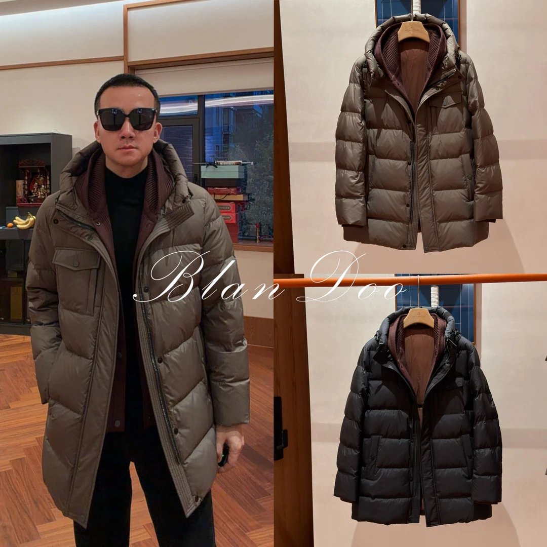 BLANDOO “可拆卸假两件” 男士时尚连帽加厚鸭绒羽绒服6BD92