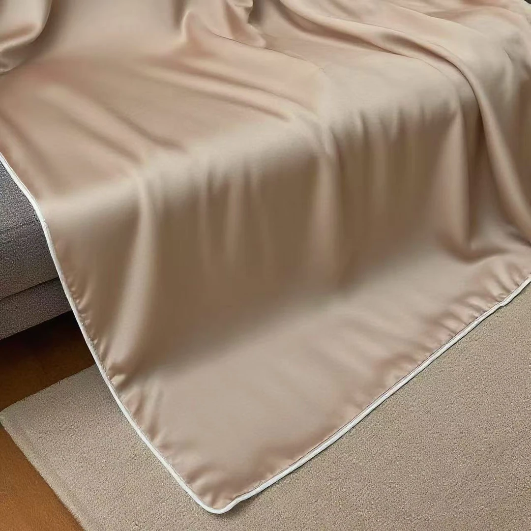 高支超细竹纤维双层盖毯天然凉爽透气吸湿细腻柔软办公室午休毯