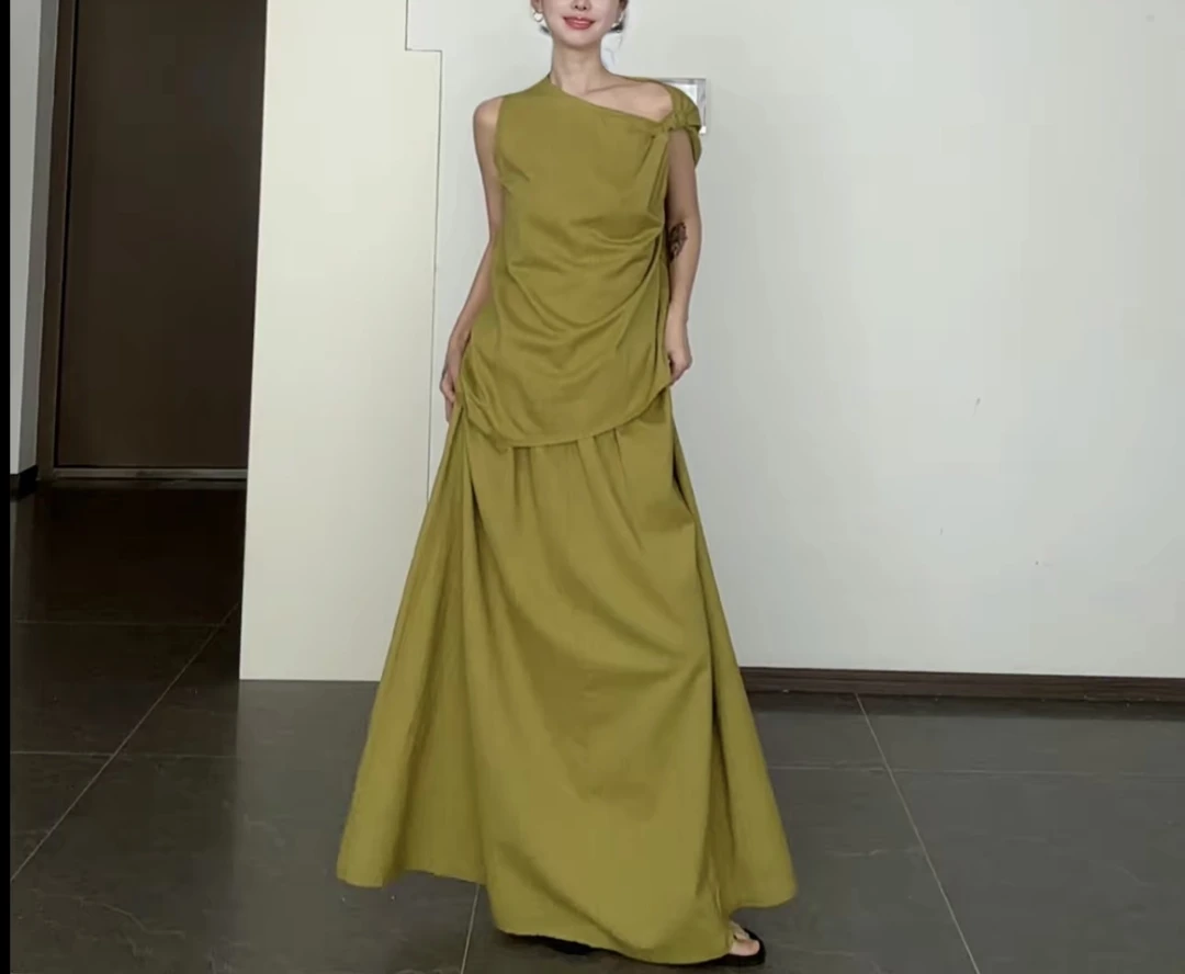 【张领领】苎麻慵懒随性老钱风宽松无袖夏季套装26132